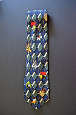 Vintage LOONEY TUNES Green/Blue Necktie Bugs Tweety Sylvester Classic Necktie