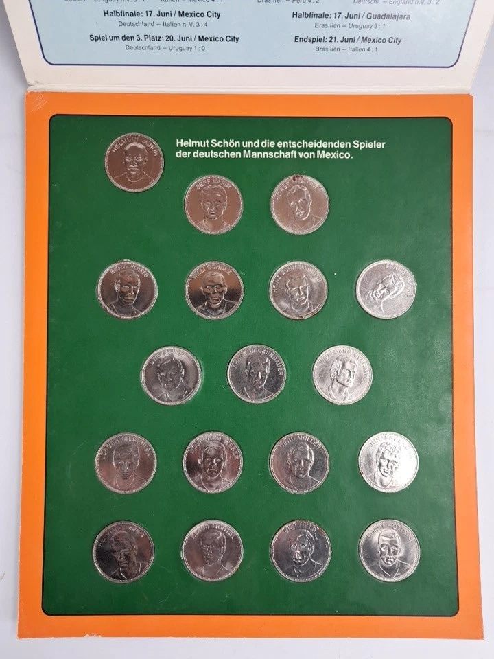 Münz-Mappe: Mexico 70 - IX. Fußball-Weltmeisterschaft, Shell, 18 Münzen - Bild 4 von 4