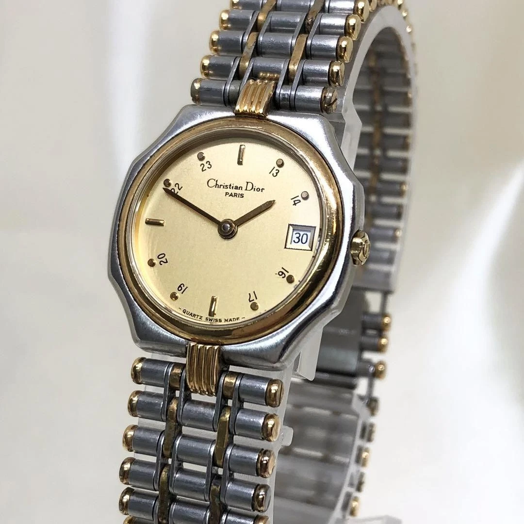 Montre Christian Dior Logo Or Argent Femme Authentique