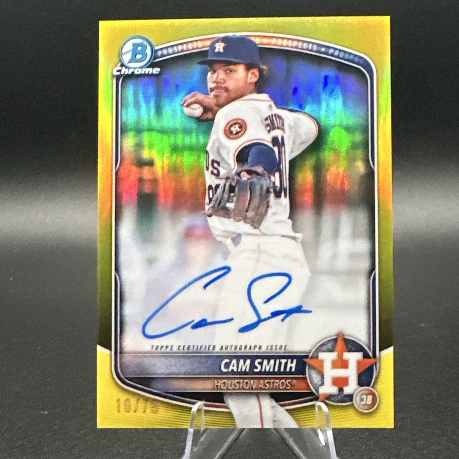 2026 Bowman Chrome Yellow Refractor Auto /75 Cam Smith #CPA-CSM Astros