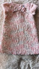 janie and jack dress 3 Pink Jacquard Faux Fur Cap Sleeves