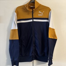 Vintage Puma Colorblock Track Jacket Navy Mustard Yellow White Size S