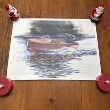 1996 Peter Ferber Classic Wooden Boat Print Chris-Craft Sportsman 20/100 Signed