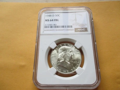 1948-D FRANKLIN HALF DOLLAR NGC MS 64 FBL