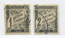 French Colonies 1884  1 and 2 centimes Postage Dues used