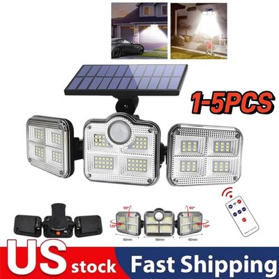 3 Head 50000LM LED Solar Lights Outdoor Waterproof Motion Sensor Security Lamp