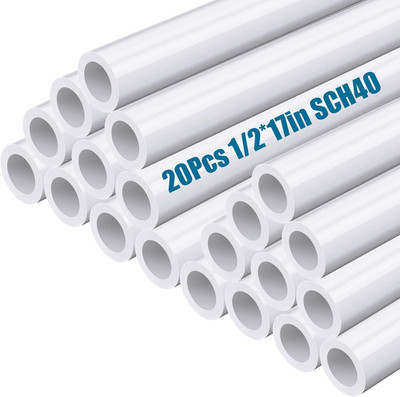 20 Pcs 1/2 Inch PVC Pipe 16'' Long White Sch40 Industrial PVC Pipes, Greenhouse,