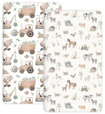 Crib Sheets for Boys and Girls, 2 Pack Fitted Baby Sheets for Standard Toddle...