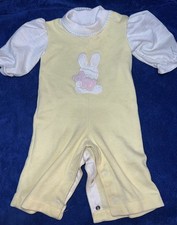 Romper With Snaps Healthtex 9 Months Vintage Yellow Jumper Bunny Bear 80s/90s