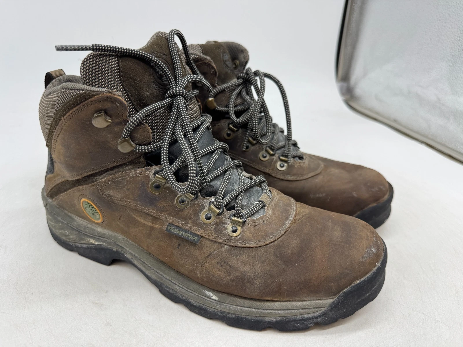 Timberland White Ledge Hiking Boots Men's Brown Leather Waterproof Size 12