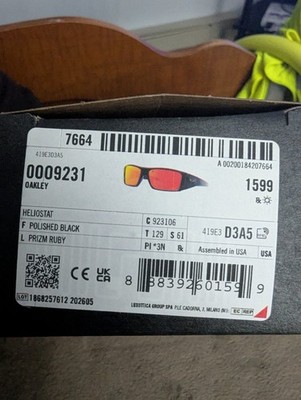 Oakley Heliostat OO9231 Men's Black Rectangle Sunglasses Red Mirrored Lens