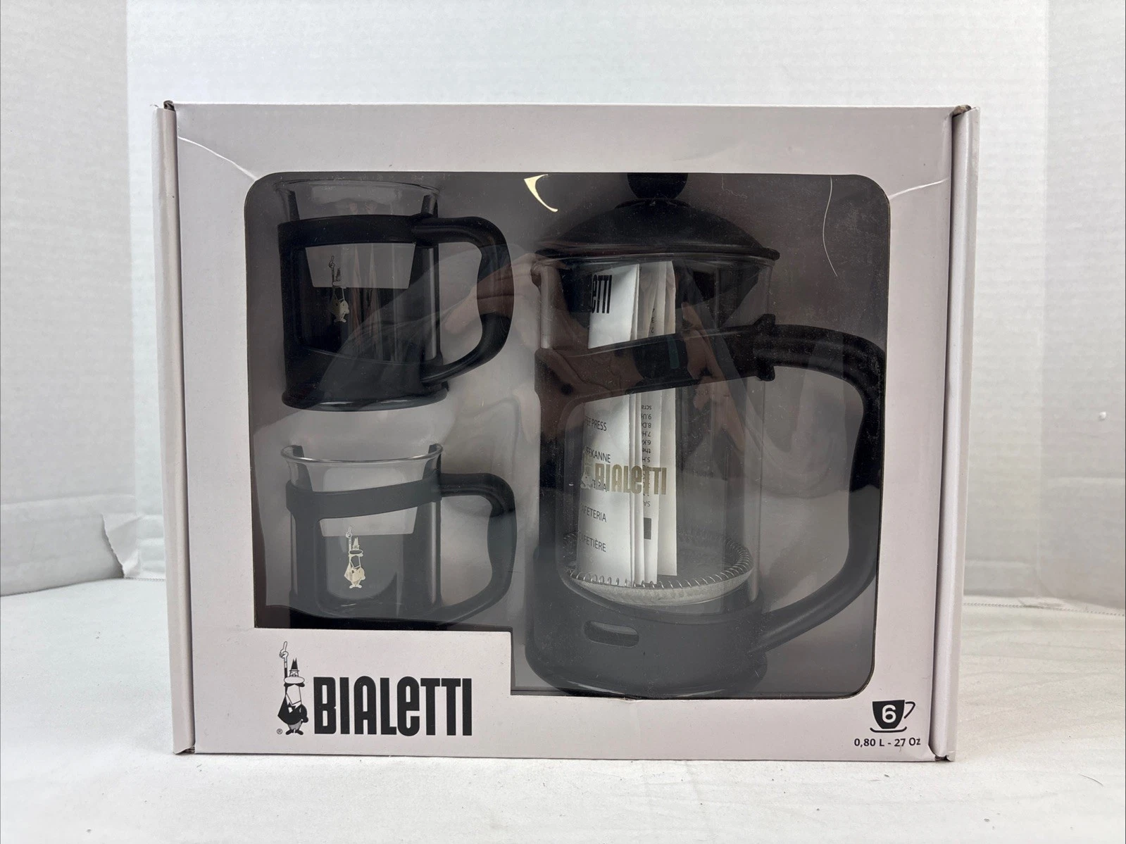NEW Bialetti Coffee Press And 2 Cups Set In Box