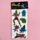 Vintage Glitter Stickers Puffy Anime Space Alien Robots Transformers New Sealed