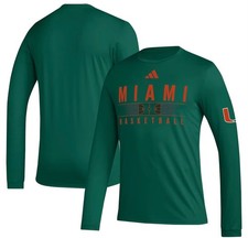 Miami Hurricanes adidas Practice Basketball Pregame  Long Sleeve T-Shirt Sz. L