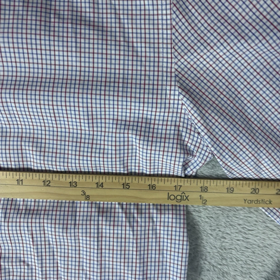 Charles Tyrwhitt Shirt Mens 14.5-32 Extra Slim Fit Non Iron Red Blue Plaid - Image 4 of 4