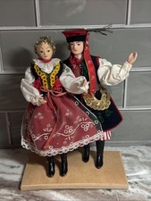 St. Wyspianski-Krakow Hand Made Folk Doll Pair Vintage Poland Folk Art Dancing