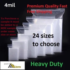 4 Mil Clear Zip Seal Lock Top Reclosable Plastic Jewelry Zipper Bags 4Mil