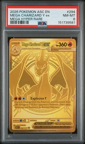 2026 POKEMON ASC EN-ASCENDED HEROES MEGA HYPER RARE MEGA CHARIZARD Y EX PSA 8