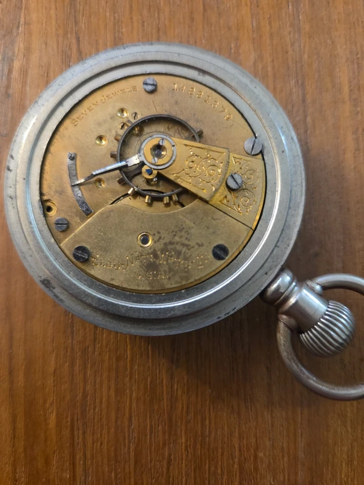 Elgin Pocket Watch Seven Jewels 18S Model5 7j Grade 294 Parts Or Repair Antique - Image 4 of 4