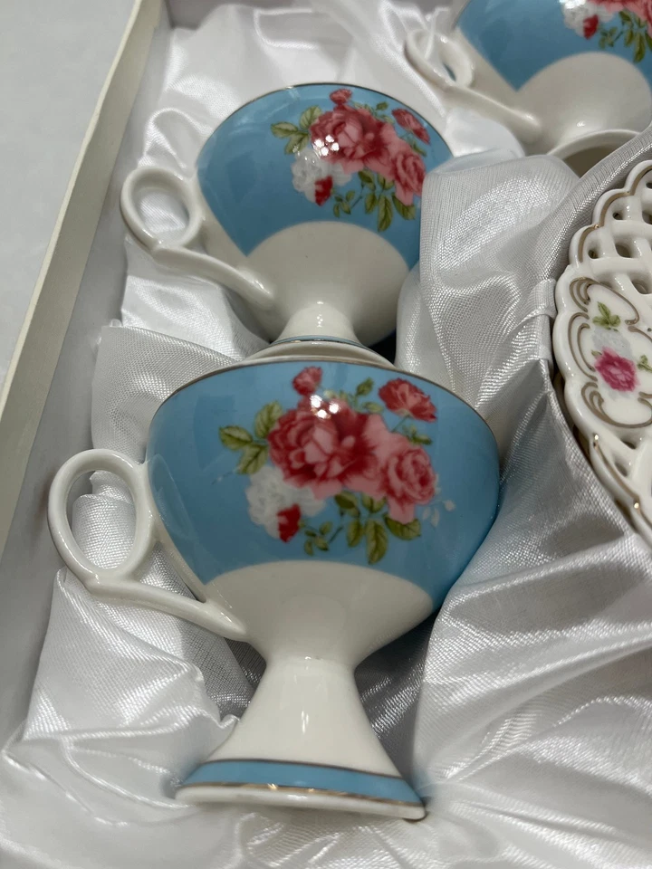 Juego de platillos tazas de porcelana café espresso griego árabe turco 6 piezas CAJA DE REGALO Foto 3 de 4