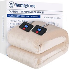 Westinghouse Heated Queen Size Blanket, 10 Heating Levels, Beige