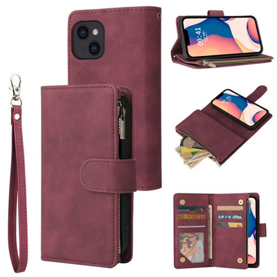 Zip Leather Wallet Phone Case For iPhone 17 16 15 13 12 14 11 Pro Max 6 7 8 XR