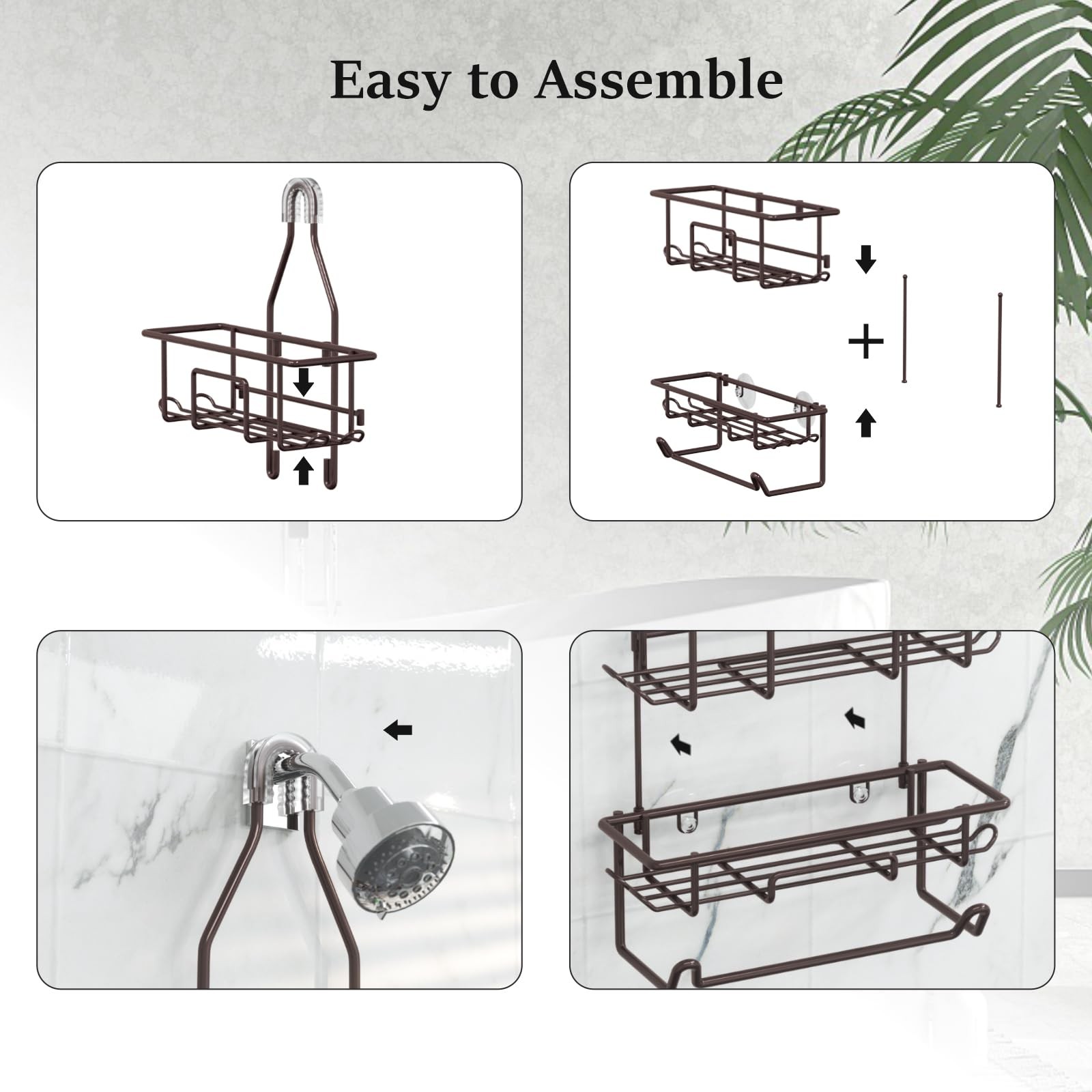 Shower Caddy Hanging Over Shower Head Rust Roof Organizer with 10 Hooks Rack