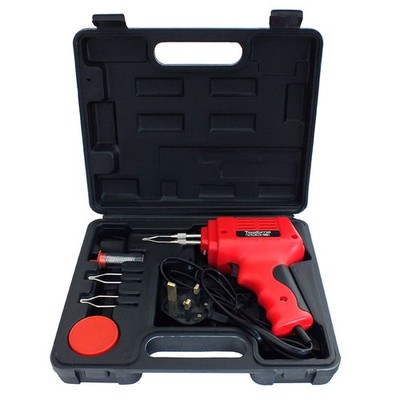 175W Elektrische Lötpistole Kolben Set + 3 Spitzen + Koffer + Lötzinn + Flussmittel 240V VOCHE