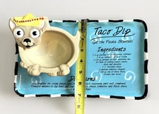 Youngs Turquoise Ceramic Taco Dip Platter Brown Chihuahua with Yellow Sombero