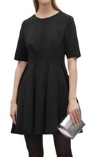COS SCUBA PLEATED PEPLUM Classy Stretch Black Little Dress Mini Dress sz XS S