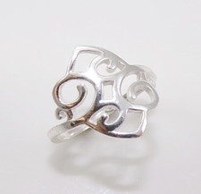 New Sterling Silver Geometric Openwork Scroll Ring Size 7 FZ