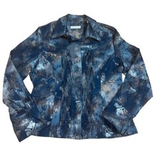 NEW COLDWATER Creek Woman s Blazer Jacket Navy Printed sz 10