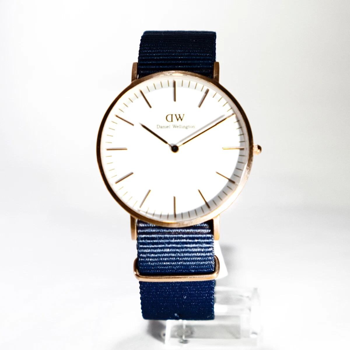 Mens DW00100275 Bayswater RoseGold Nylon-Band White-Dial 40mm