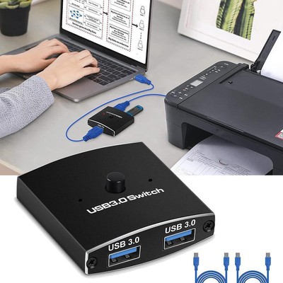 USB 3.0 Switch Selector KVM Switch 5Gbps 2-in-1 Out Two-Way USB 3.0 Sharer T5L4