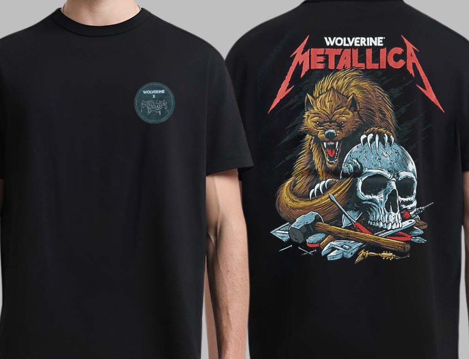 Wolverine Metallica Scholars The Wolf And Skull Graphic Art T-Shirt