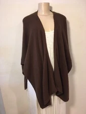 Odille Topper Serape Wrap Sweater Brown Angora Wool Blend  O/S EUC