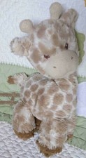 Aurora Baby Giraffe Tan White Fluffy Plush Stuffed Baby Toy w Rattle 11" EUC