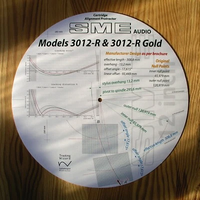 SME 3012-R & 3012-R Gold Custom Designed Tonearm Stylus Alignment Protractor