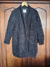 Jigsaw Black Teddy Cocoon Coat 10 S - M 12 Texture Faux Sheepskin Fur Effect