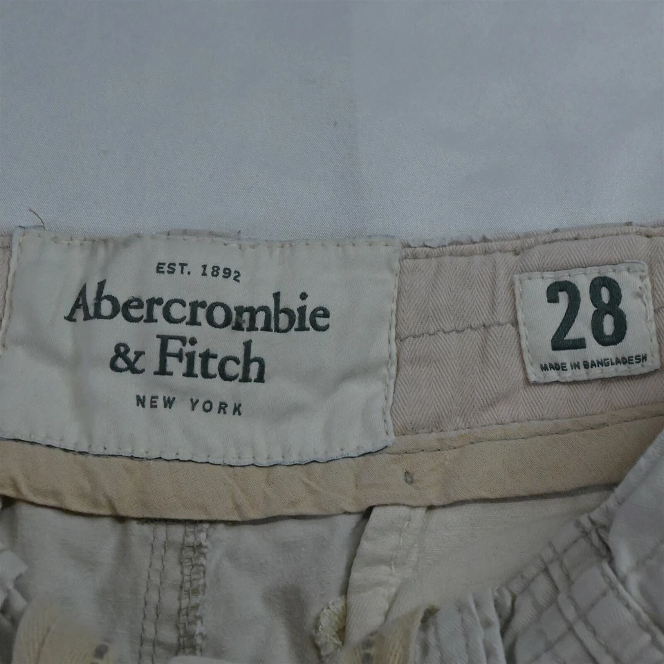 Abercrombie & Fitch 28 x 10" Khaki Distressed Thick Fatigue Cargo Shorts - Image 3 of 4
