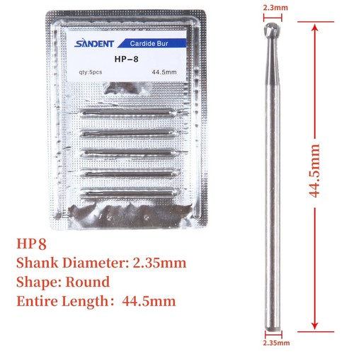 5-50x Dental Round Carbide Burs Shank HP 44.5mm for Straight Handpiece HP-8 ty - Picture 6 of 20