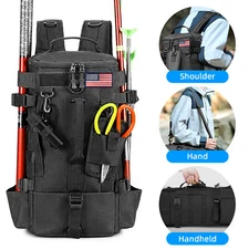 Fishing Backpack with Rod Holder with Flag Outdoor Tackle Bag Waterproof Durable