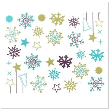Jaysea Nails Nail Art Water Decals - Winter Green Teal Snowflakes Design - B4G1!