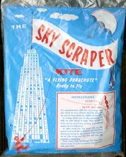 Vintage Rare 1960's Novelty Kite Mfg. "FLYING PARACHUTE" Plastic 19"x22" NOS