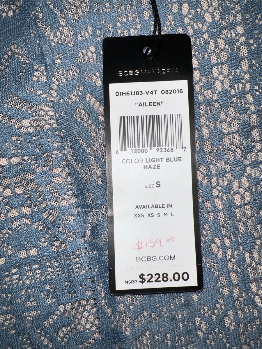 NEW BCBGMAXAZRIA Light BLUE Haze AILEEN FLORAL LACE DRESS SIZE S