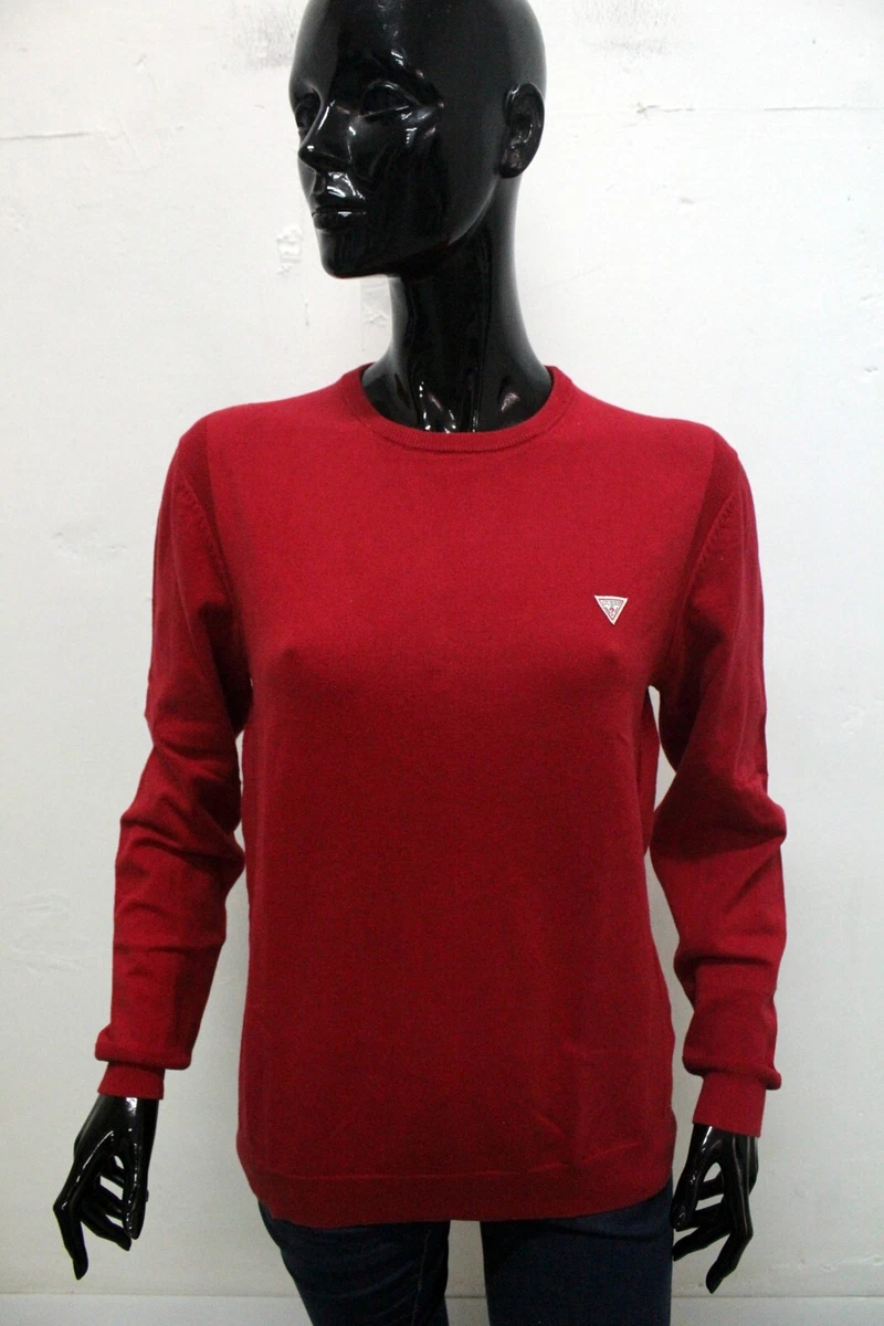 Maglione Donna Marks & Spencer Maniche Lunghe In Cotone Lavorato A Uncinetto Rosso