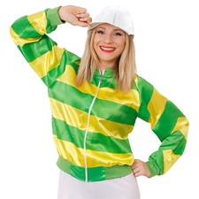 WOMENS JOCKEY COSTUME 2 PIECE GREEN SET HORSE RACING FANCY DRESS JACKET CAP