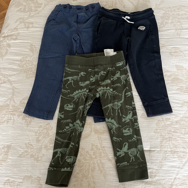 H&M, L.O.G.G.Lot Of 3 Boy's Cotton Pants Elastic Waist Size 1.5- 2 Years
