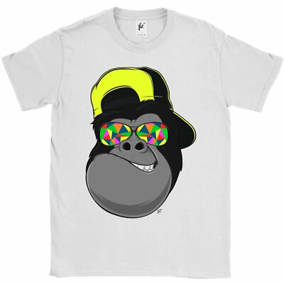 Cap Wearing Funky Sunglasses Cool Gorilla Grinning Mens T-Shirt