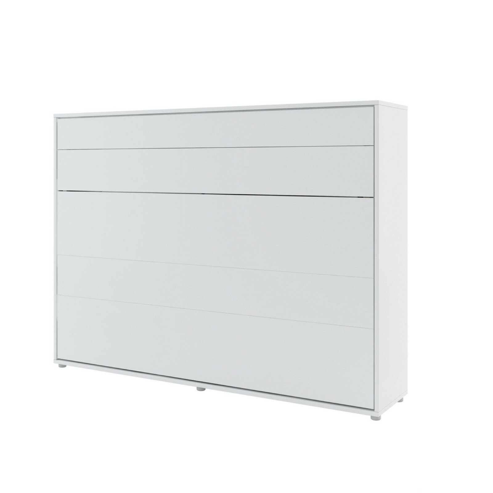 Arthauss Modern Horizontal Wall Bed Concept with Storage and Gas Lifting Mechanism 120cm White Matt - Fold Down Murphy Bed for Small Rooms with Shelving Storage and Soft Close System 19 Modern Horizontal Wall Bed Concept with storage in White Matt 140 cm